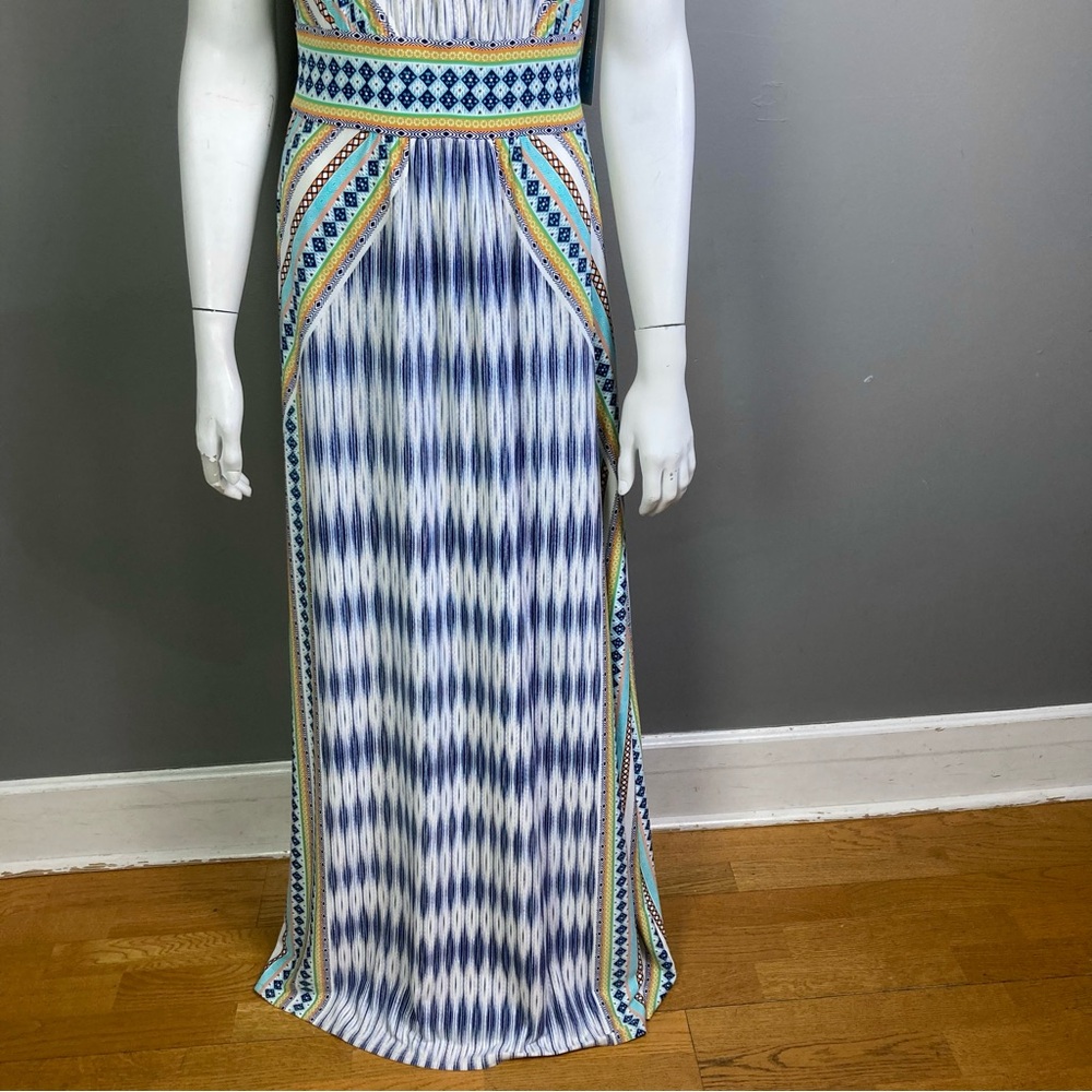 London Times maxi dress size 8 NWT Southwestern halter longline sleek Cleopatra - Picture 6 of 15